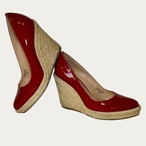 Via Spiga Red Patent Leather Wedges‎ Women’s Size 8M